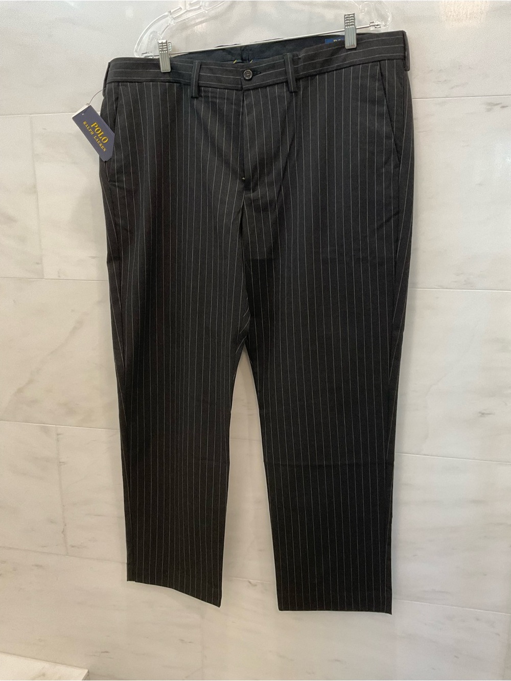 POLO Ralph Lauren Stretch Straight Fit CHARCOAL PINSTRIPE Pants size 38 - 30 T72